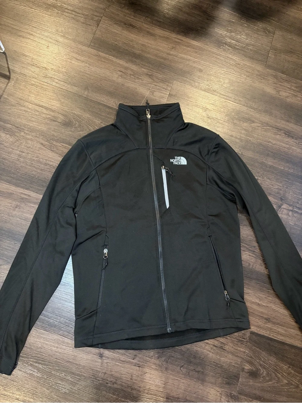 The North Face Men Black Long Sleeve Full Zip Stretch Zipper Pocket